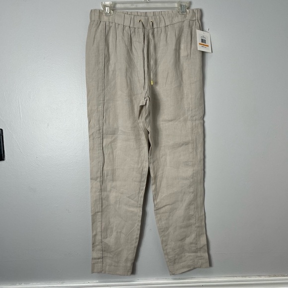 Ellen Tracy Size Small 100% Linen Pants Drawstring Elastic Waist - Picture 1 of 6